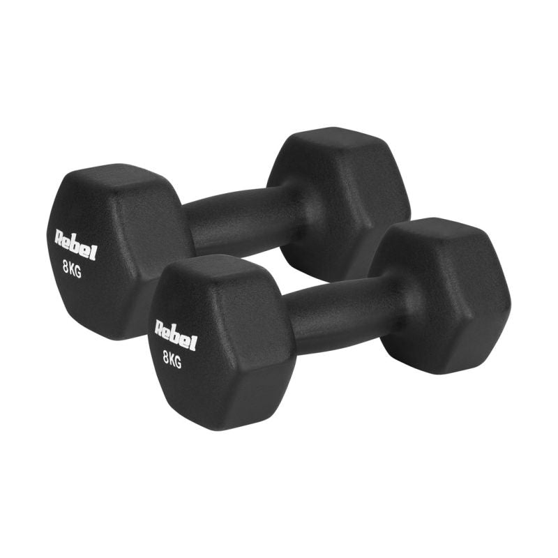 Rebel HEX 2x8kg Neoprene Cast Iron Dumbbells, ACTIVE edzőfelszerelés RBA-2330-8