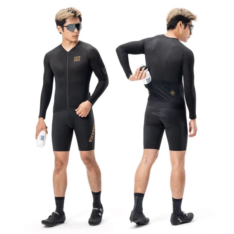 Rockbros Diamond Long Sleeve Cycling Jersey Size S - Black czarny \ s póló