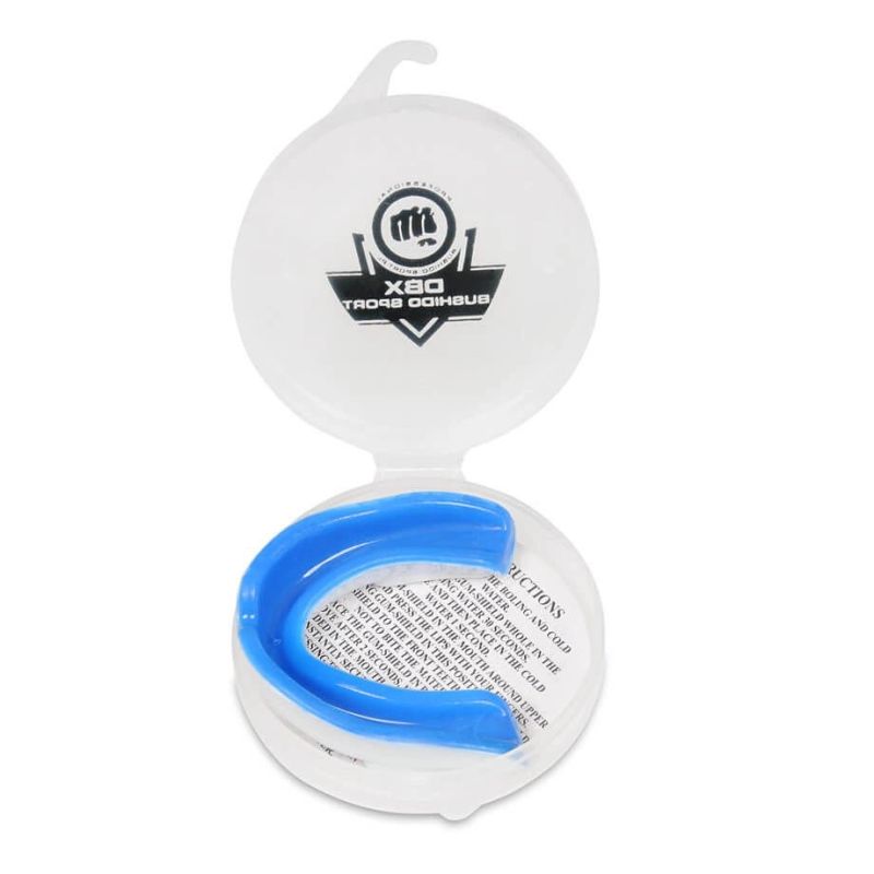 DBX Bushido Gel Mouthguard + Box - White and Blue | GelTech kék protectors and knee pads