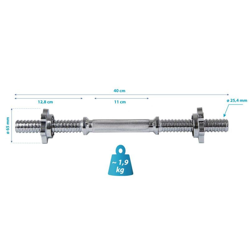 Enero Short Bar 40 Cm + Fit Clamps ø25.4 Mm bars, strength training equipment, training equipment