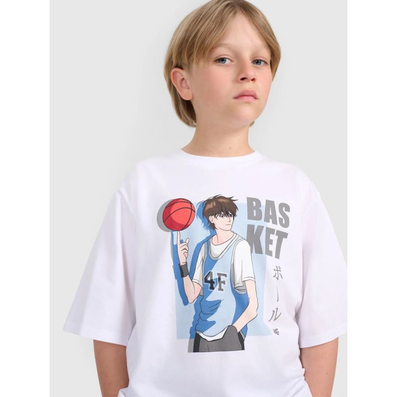 Boy's oversize T-shirt with print 4F 4FJRAW25TTSHM3062-10S
