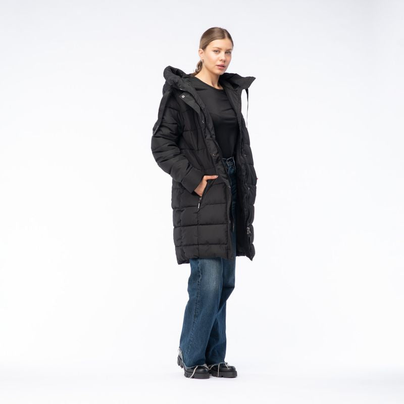Iguana Quilted Winter Coat Manka W fekete kötött sapka 92800621825