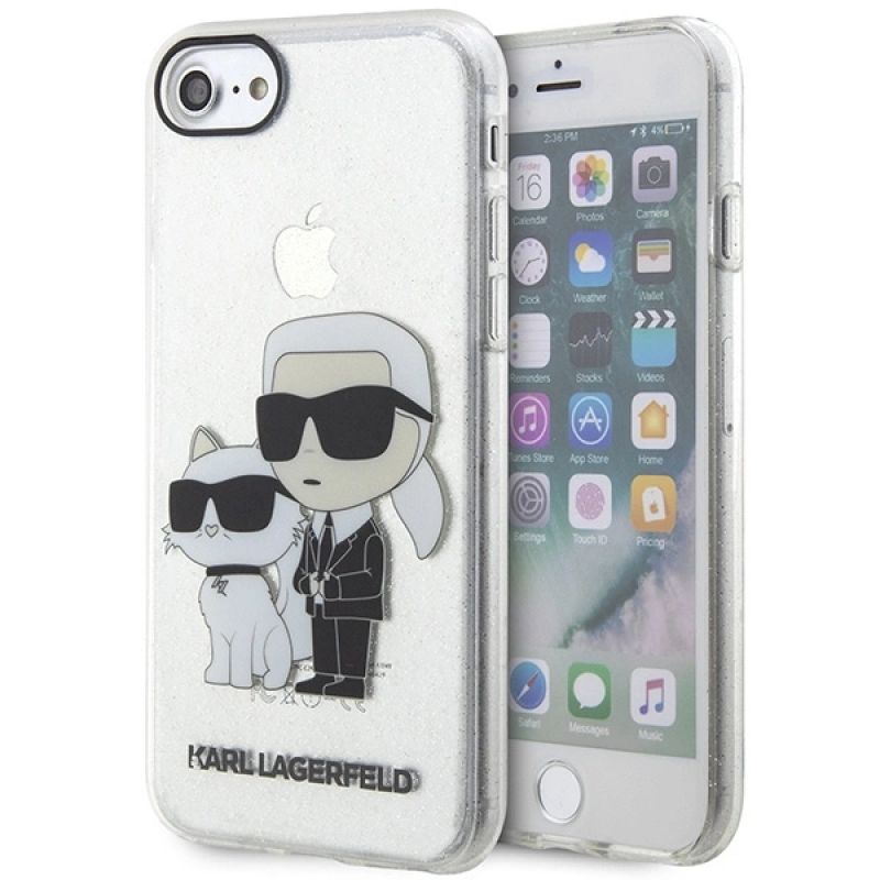 Karl Lagerfeld KLHCI8HNKCTGT iPhone 7/8/ SE 2020 / SE 2022 transparent hardcase Gliter Karl&Choupette cases