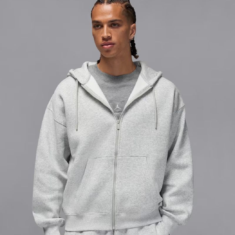 jordan Men's Air Brooklyn Fleece Full-Zip Hoodie Gray - szürke pulóver