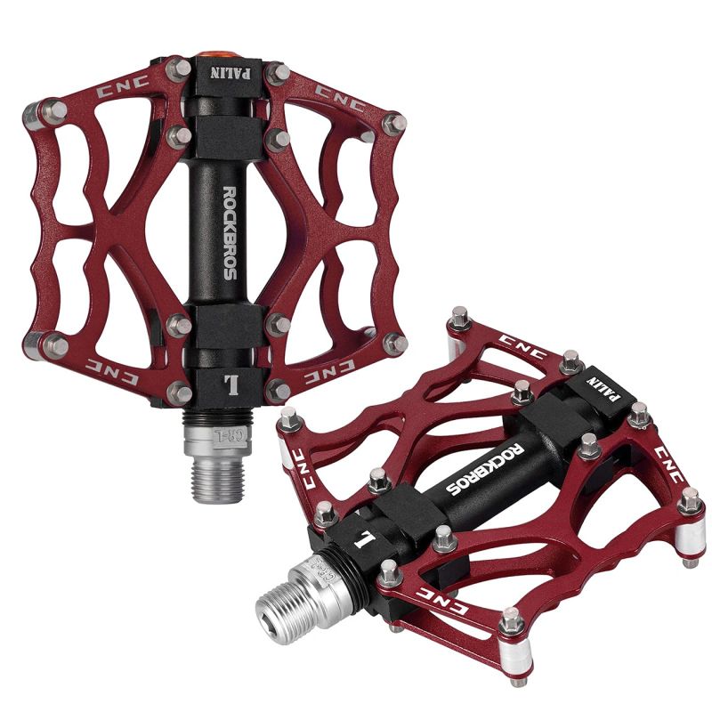 Rockbros 2010-12L Aluminum Platform Bicycle Pedals - Red