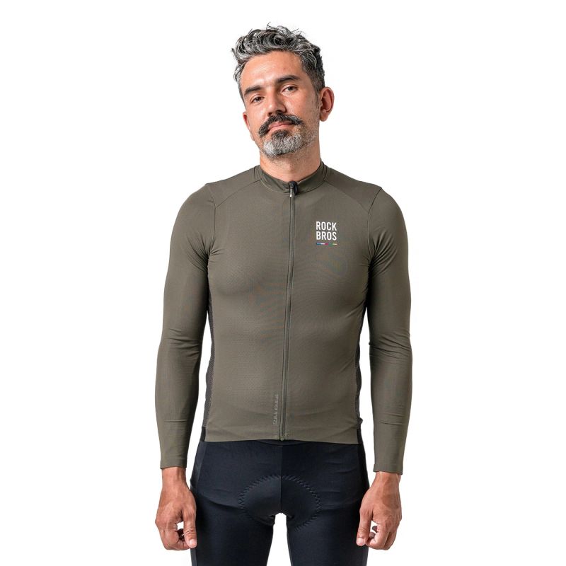 Rockbros 15220003004 ROAD TO SKY men's cycling jersey long sleeve - green zöld póló