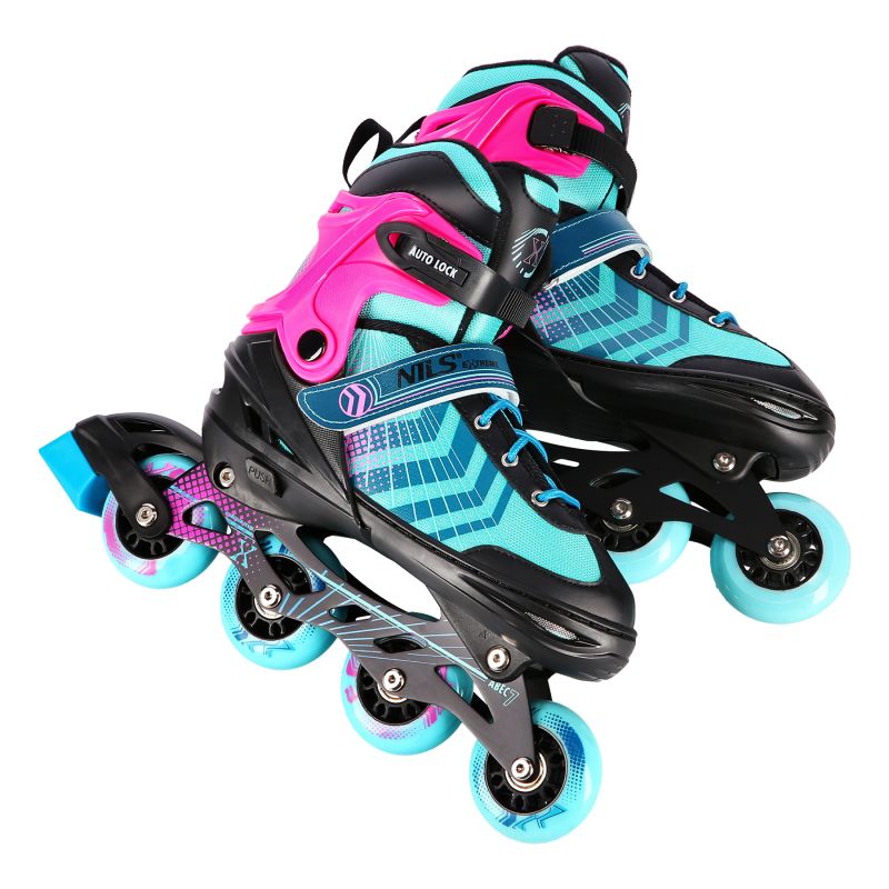 NH18192A 4in1 BLACK-PURPLE SIZE M(34-38) ROLLER SKATES WITH HOCKEY SLEEVE NILS EXTREME lila görkorcsolya