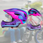 Rockbros TT- children's bicycle helmet with detachable chinbar, size S - purple-pink s \ różowy || fioletowy helmets, martial arts equipment