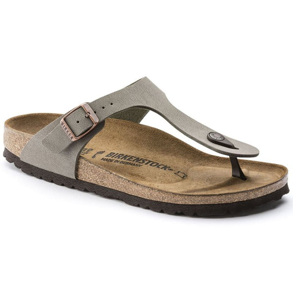 Birkenstock Women's gray-beige Gizeh Birko-Flor Nubuck Stone regular wide (43391) general