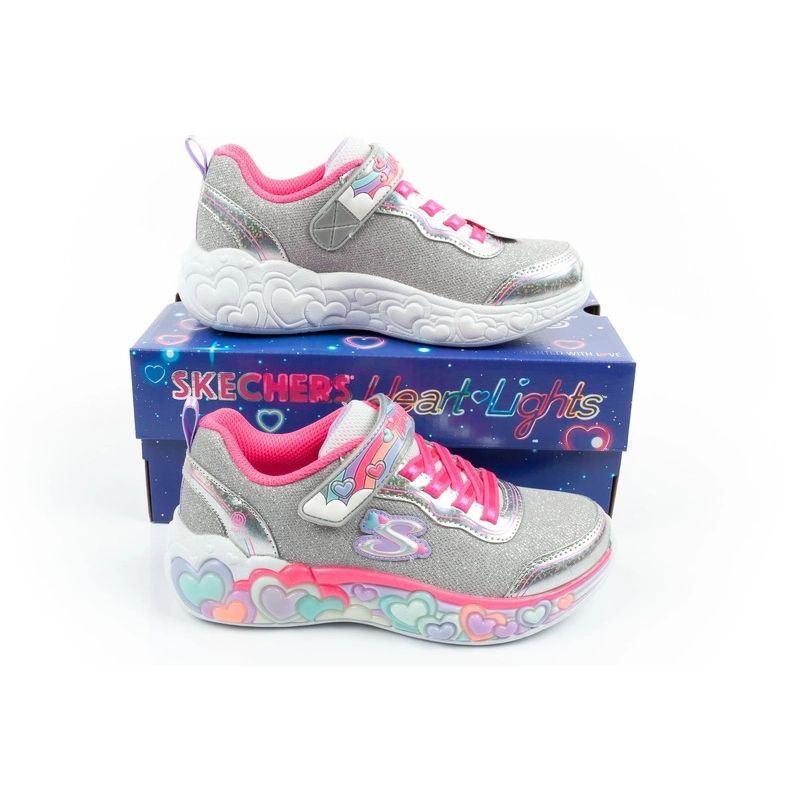 Skechers S Lights LED Children's Velcro for Girls szürke cipő