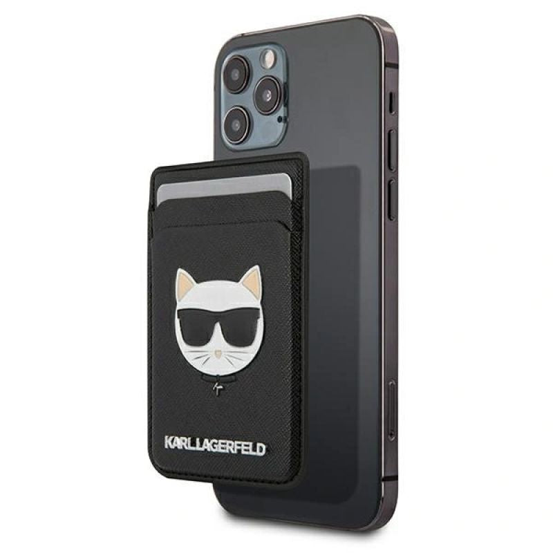 Karl Lagerfeld Wallet CardSlot Saffiano Choupette Head MagSafe Magnetic Phone Wallet - fekete telefontok