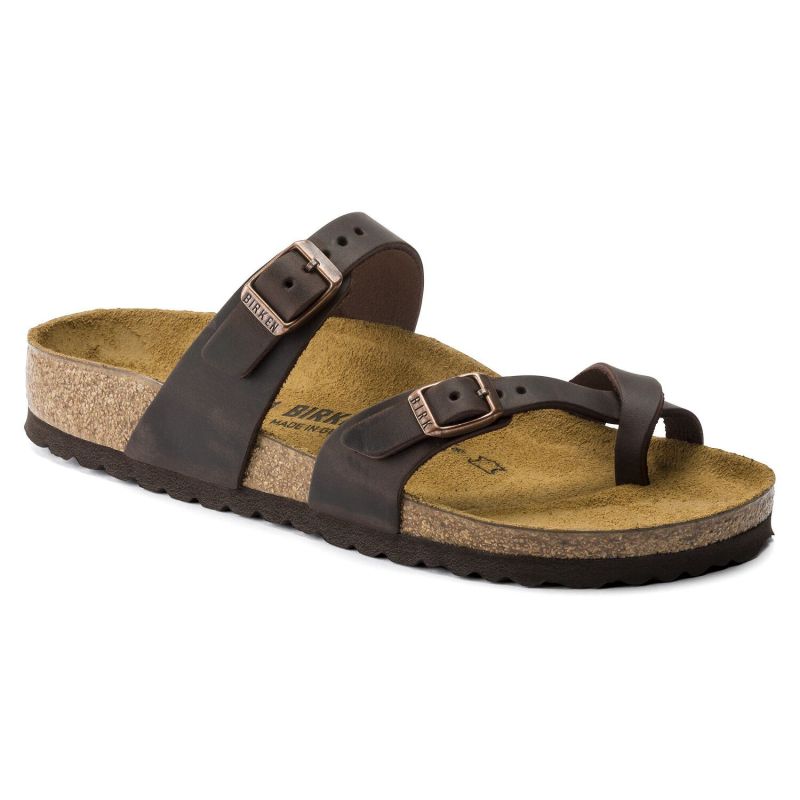 Birkenstock Mayari Habana Narrow Women's Flip-Flops, Nubuck Leather, Brown (0171323) barna papucs