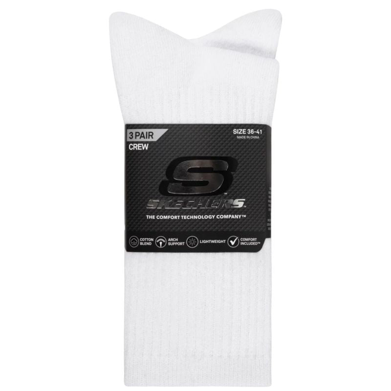 Skechers 3pk Unisex Non Terry Crew White