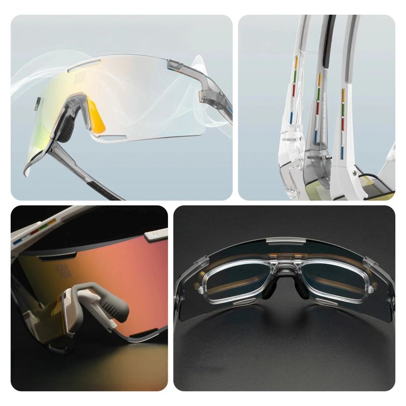 Rockbros SP338 ROAD TO SKY Cycling Glasses with Interchangeable Lenses - Gray szary training equipment