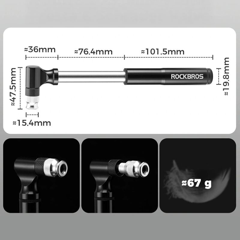 Rockbros JG-PB-11 Tool Kit with Pump and Spoon Patch Multitool - Black fekete sets