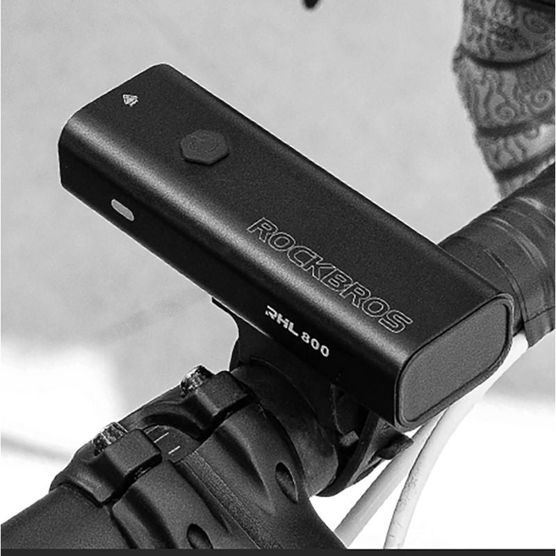 Rockbros 24710012001 front bicycle light 800 lm + USB-C - USB-A cable - black fekete lights, tourist equipment