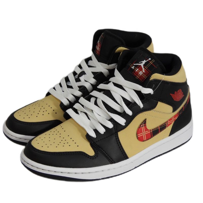 AIR Jordan Original 1 Mid Tartan Swoosh Men's Sneakers - fekete cipő