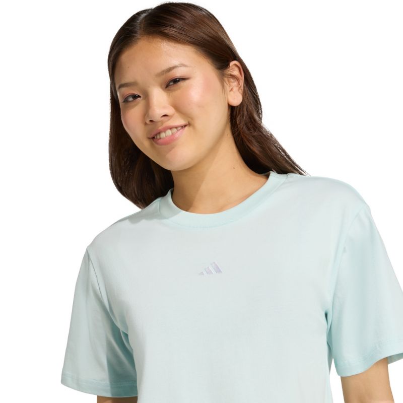 adidas Essentials Small Logo Cotton Light Blue Women's T-Shirt JY4965 Ruházat