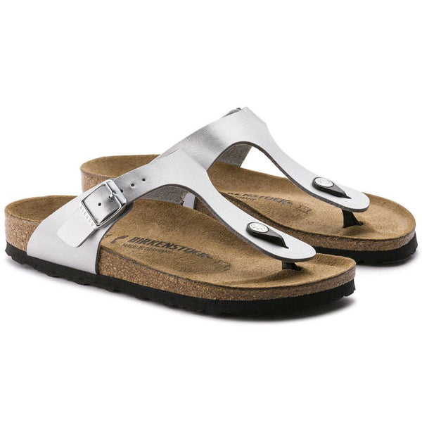 Birkenstock Gizeh Birko-Flor silver regular wide women's flip-flops (0043851) general