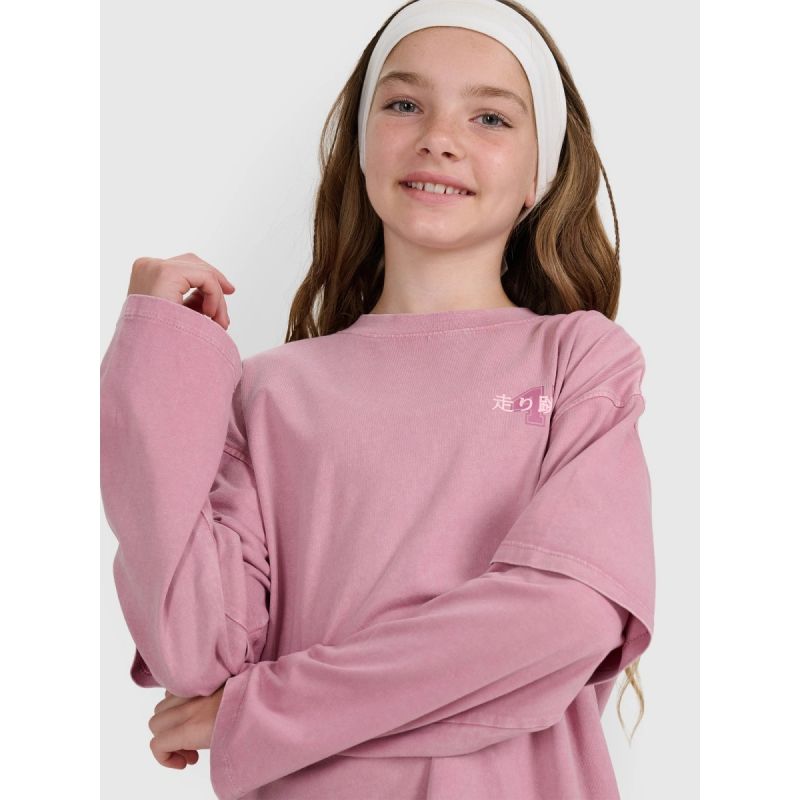 Oversized longsleeve with print for girls 4F 4FJRAW25TLONF543-54S hosszú ujjú póló