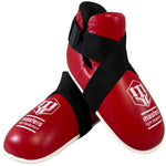 MASTERS FIGHT EQUIPMENT OSK-1 leather foot protectors (WAKO APPROVED) piros védőfelszerelés 03041-02M