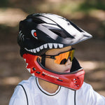 Rockbros TT-32005 Shark Children's Bike Helmet with Detachable Jaw Size M (54-58) - Black czarny \ m helmets, martial arts equipment