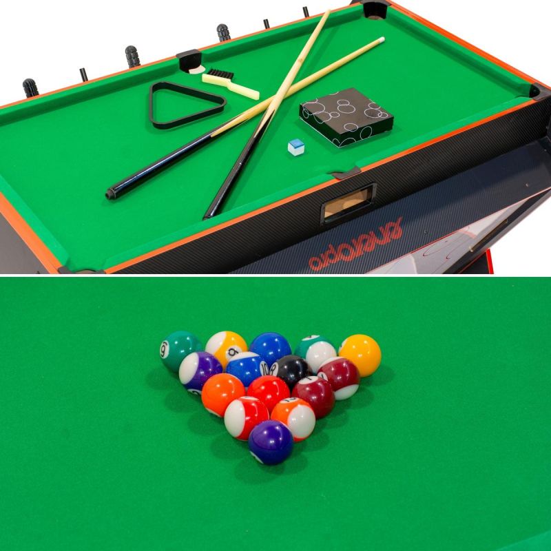 Enero Pro 3-in-1 ROTARY GAME TABLE BILLIARDS TABLE FOOTBALL AIR HOOK-UP .5x85.3CM BLACK fekete table games, tables