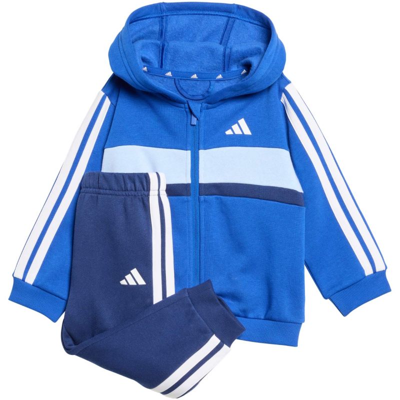adidas Essentials Tiberio 3 Stripes Fleece Tracksuit for Kids Blue KC6004