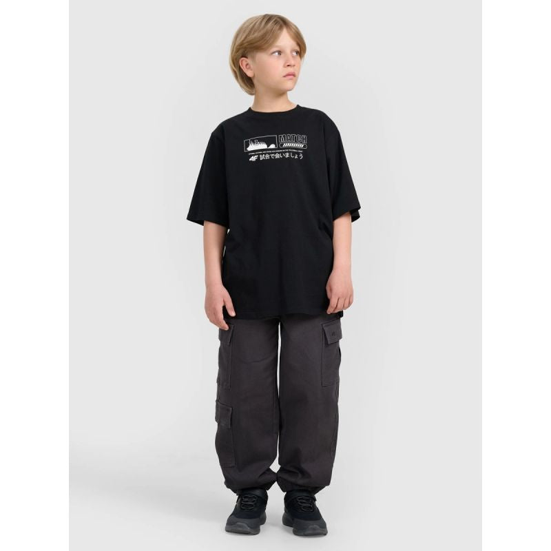 Boy's oversize T-shirt with print 4F 4FJRAW25TTSHM3065-20S