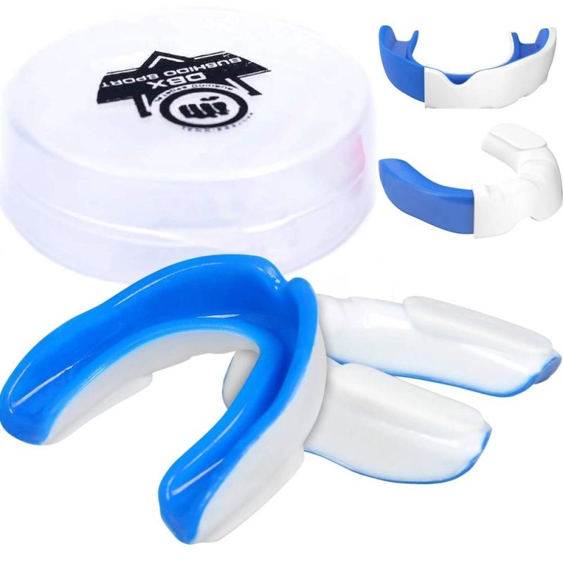 DBX Bushido Gel Mouthguard + Box - White and Blue | GelTech kék protectors and knee pads