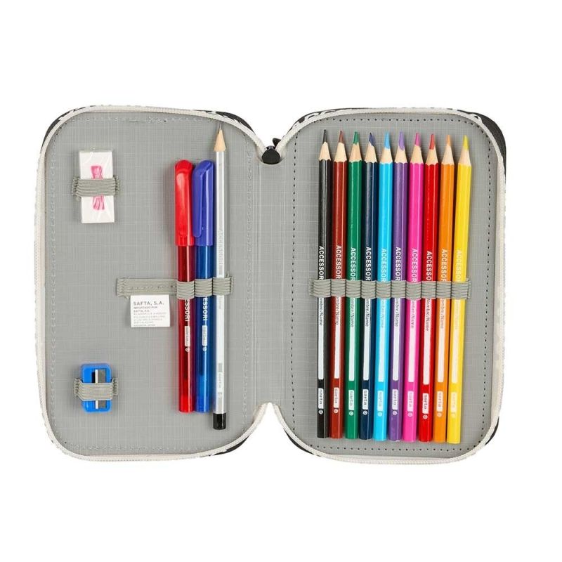 FC Barcelona double filled pencil case 29 PCS czarny ceruzatartó