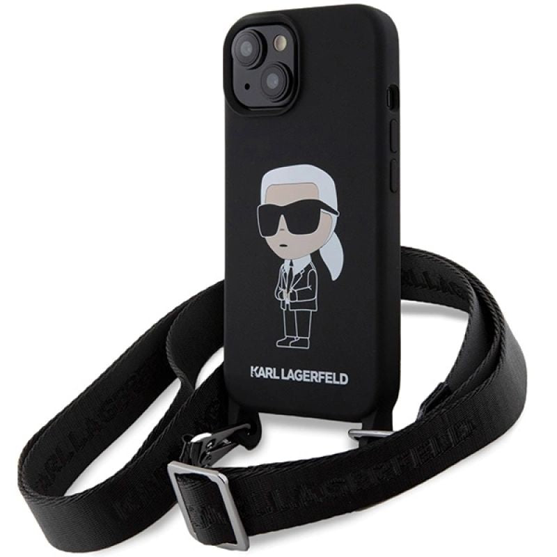 Karl Lagerfeld KLHCP15SSCBSKNK iPhone 15 6.1" hardcase /black Crossbody Silicone Ikonik fekete táska