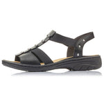 Black leather Roman sandals Rieker W fekete utcai cipő