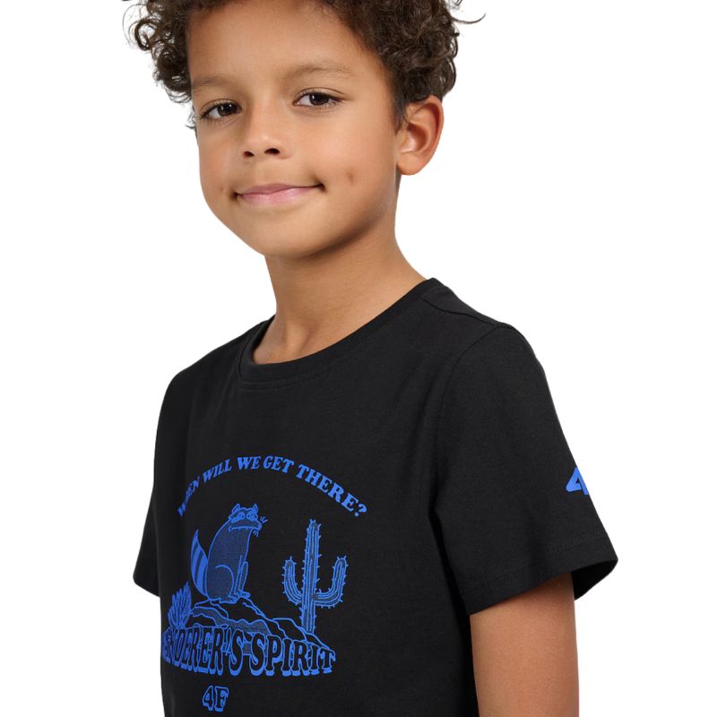 Boy's T-shirt 4F M2815 deep 4FJWSS26TTSHM2815 20S fekete clothing