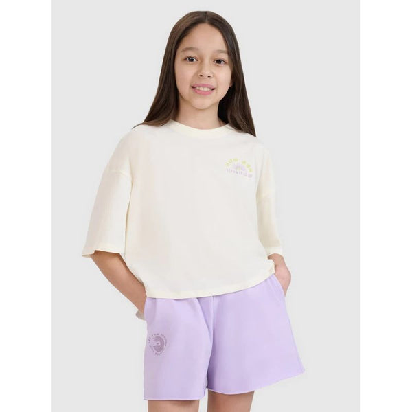 4f Oversized crop top t-shirt with print for girls 4FJWSS25TTSHF1868-11S General