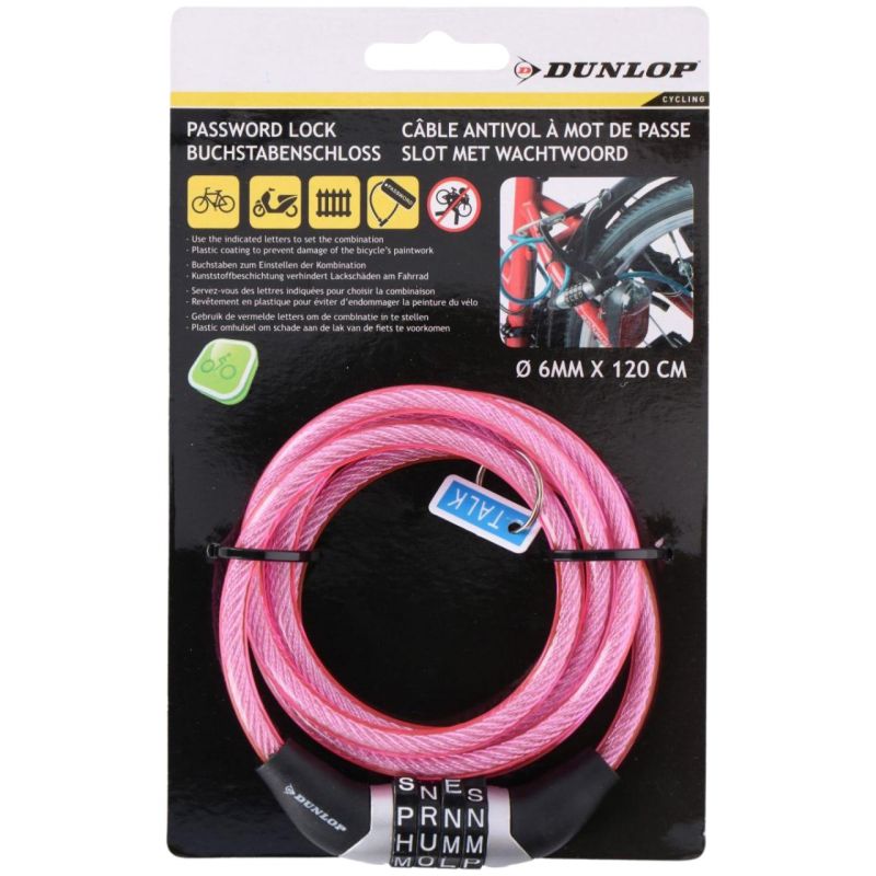 Dunlop spiral bicycle lock, code 0.6x120 cm rózsaszín kiegészítő 2029221