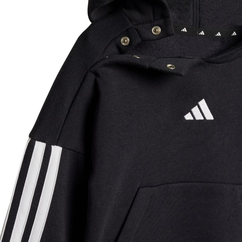 adidas Essentials Joggers 3 Stripes Fleece Hoodie Tracksuit for Kids Black JD6484