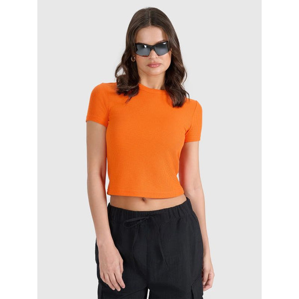 4f Women's slim waffle knit T-shirt 4FRSS25TTSHF2749-70S General