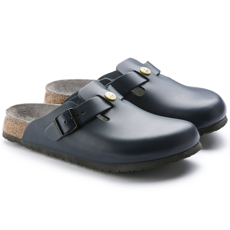 Birkenstock Women's Boston ESD Blue clogs natural leather narrow slippers (0061388) cipő