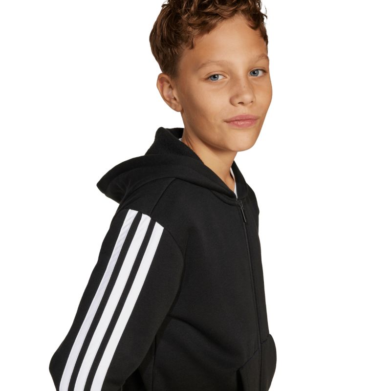 adidas Essentials Full-Zip Kids' Sweatshirt Black and White JD6494 General