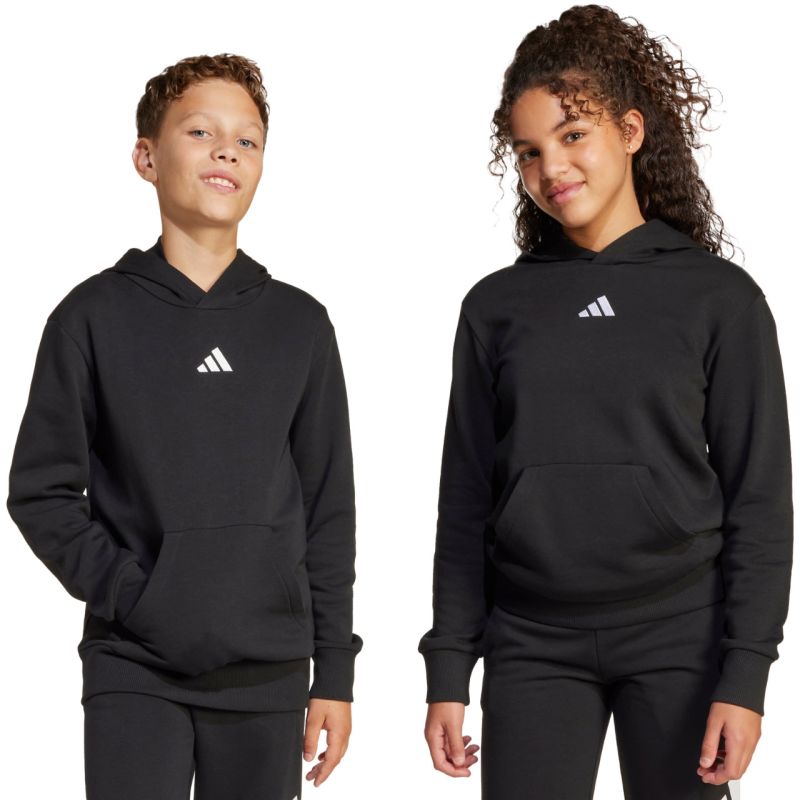 Adidas Essentials Hoodie for kids black fekete gyerek kapucnis pulóver JC9772
