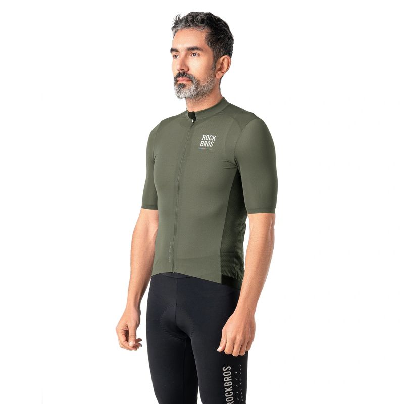 Rockbros 15220004003 ROAD TO SKY men's cycling jersey short sleeve - green zöld póló