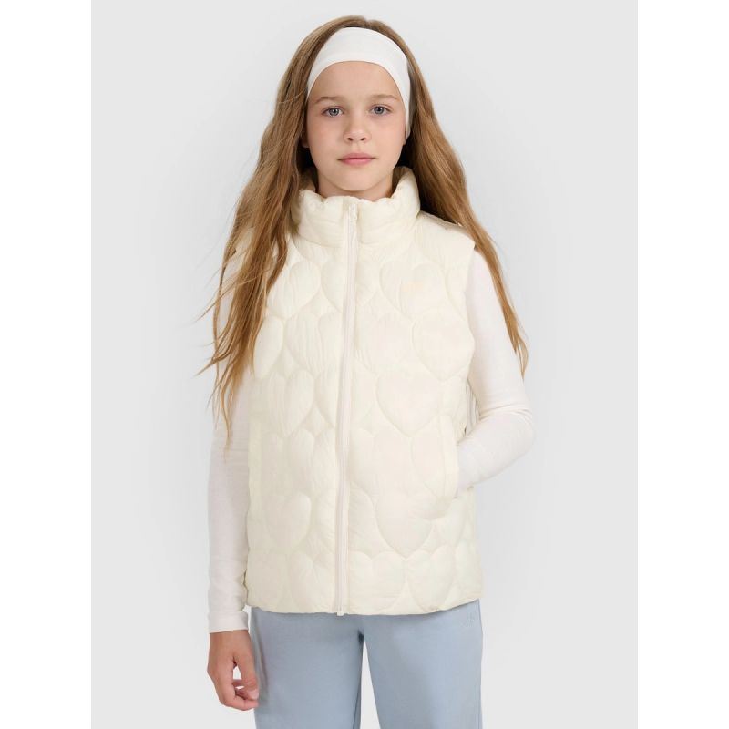 Girls' down vest with synthetic filling 4F 4FJRAW25TVJAF323-11S kabát