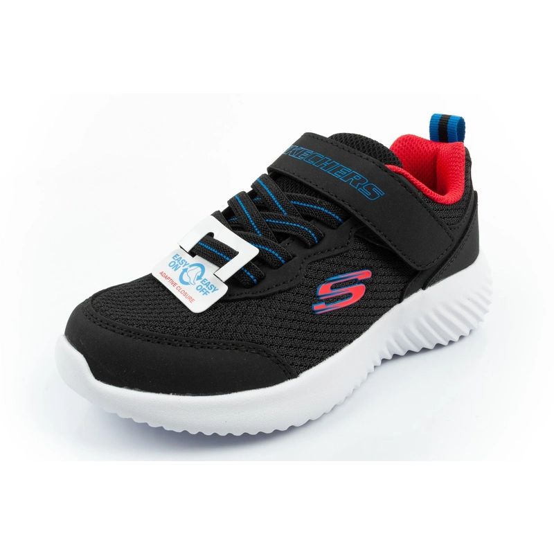 Skechers Bounder children's sports with Velcro, lightweight, fashionable black fekete utcai cipő