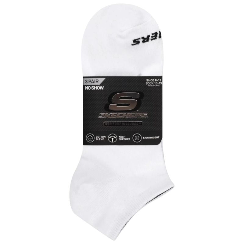 Skechers 3pk Unisex Non Terry No Show White