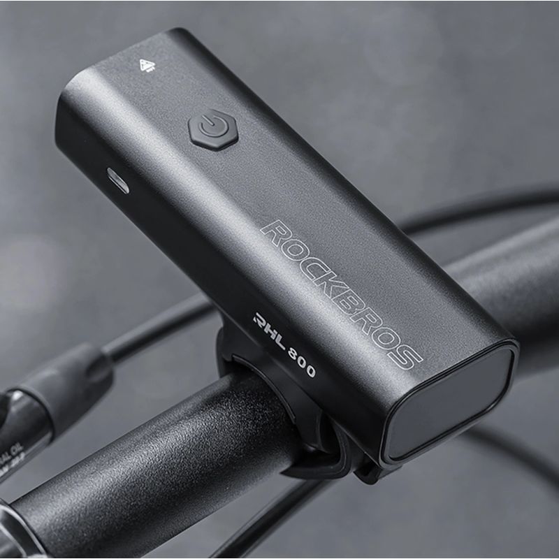 Rockbros 24710012001 front bicycle light 800 lm + USB-C - USB-A cable - black fekete lights, tourist equipment