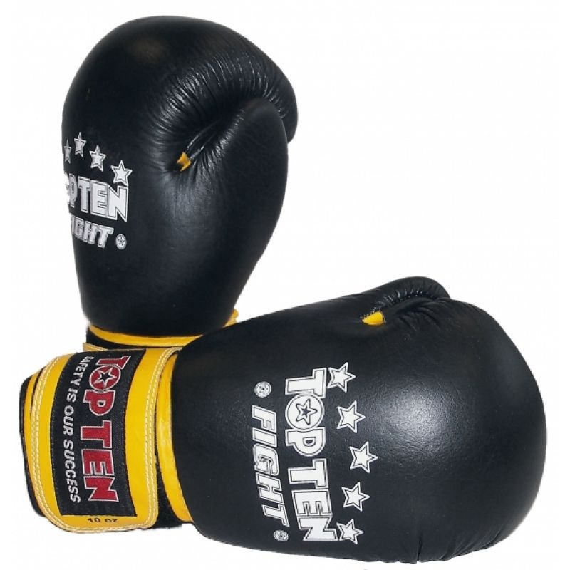TOP TEN (W) FIGHT RTT-2 Boxing Gloves 10 oz Black and Yellow sárga kesztyű