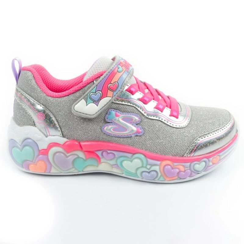 Skechers S Lights LED Children's Velcro for Girls szürke cipő