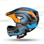 Rockbros TT- children's bicycle helmet with removable chinbar, size S - black and orange czarny || pomarańczowy \ s helmets, martial arts equipment