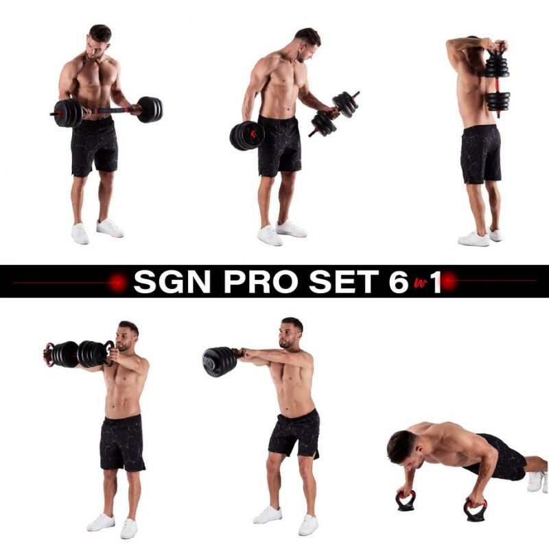 HMS 6-in-1 weight set (barbell, dumbbells and kettlebell) 30kg edzőfelszerelés 17-57-069